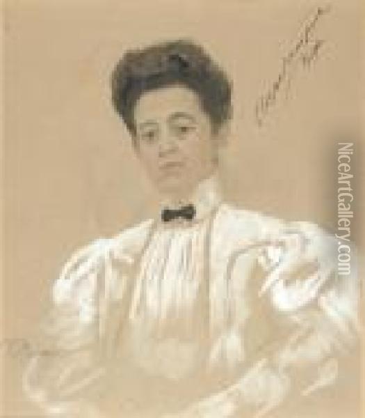 Portrait Of Vera Kankrina Oil Painting - Ilya Efimovich Efimovich Repin
