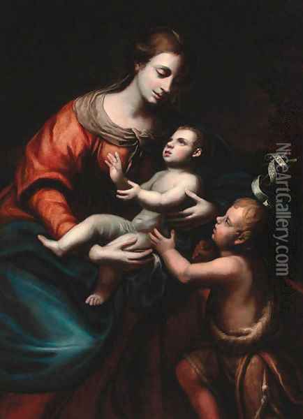 The Madonna and Child with the Infant Saint John the Baptist Oil Painting - Enea Talpino, Called Il Salmeggia