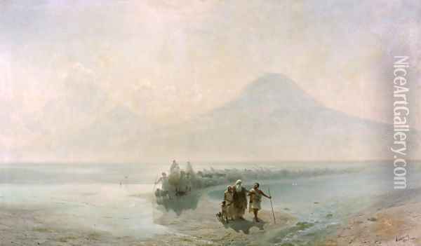 Dejection of Noah from mountain Ararat Oil Painting - Ivan Konstantinovich Aivazovsky