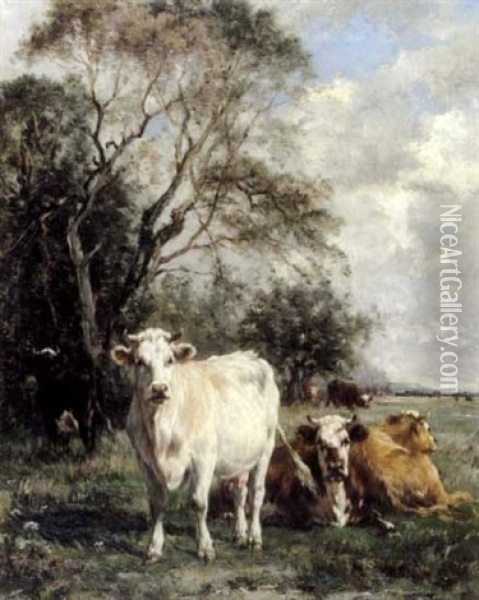 Vaches Au Pre Oil Painting - Marie Dieterle