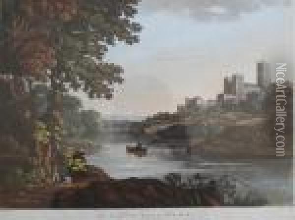 Wingfield Castle, Suffolk; 
Lanercost Priory, Cumberland; The Ruinsof Bamborough Castle In 
Northumberland; A North East View Of Durhamabbey Oil Painting - Thomas Walmsley