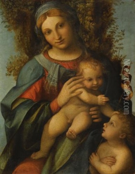 Madonna And Child With The Infant Saint John The Baptist Oil Painting -  Correggio