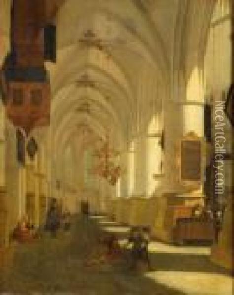 Kyrkointerior Oil Painting - Hendrick Van Vliet