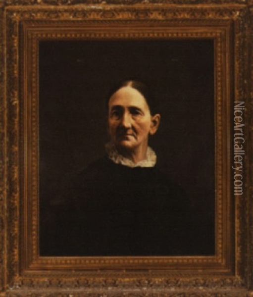 Portrait Of An Elderly Woman In Black Oil Painting - Horace Robbins Burdick