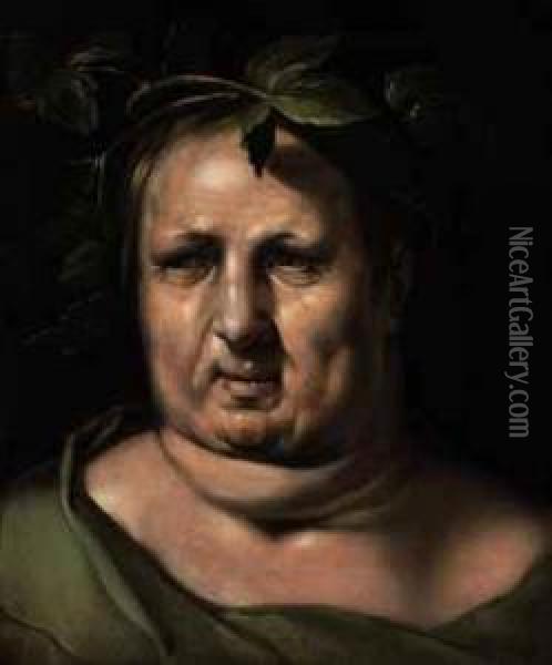 Head Of Bacchus Oil Painting - Cornelis Cornelisz Van Haarlem