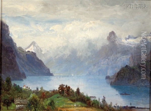 Swiss Landscape Oil Painting - John Joseph Enneking