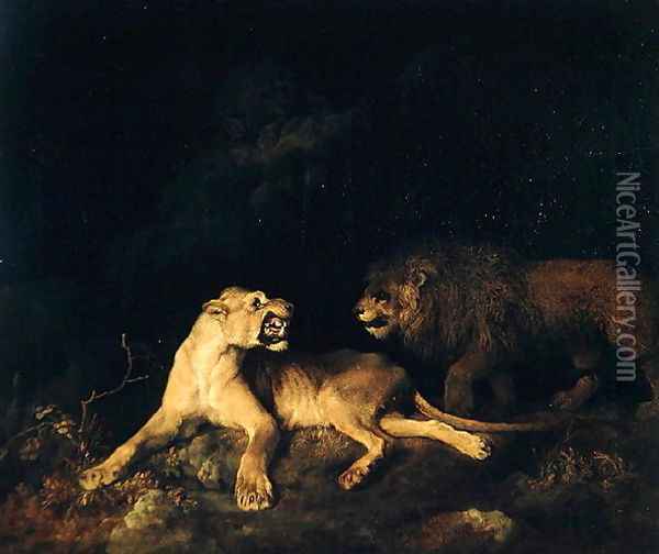 Lion and Lioness Oil Painting - George Stubbs