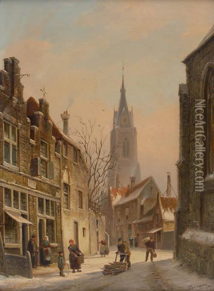 Vue De L'eglise A Haarlem Oil Painting - Cornelis Christiaan Dommersen