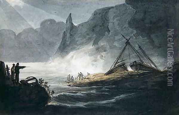 Rocky coastal scene Oil Painting - William Payne
