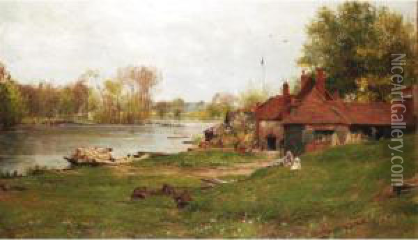 The Thames At Pangbourne Oil Painting - James Aumonier