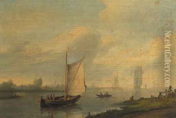 Shipping on a river Oil Painting - Pieter Hendrik Thomas