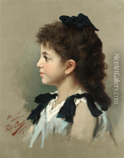 Portrait Of A Young Girl Oil Painting - Tito Conti