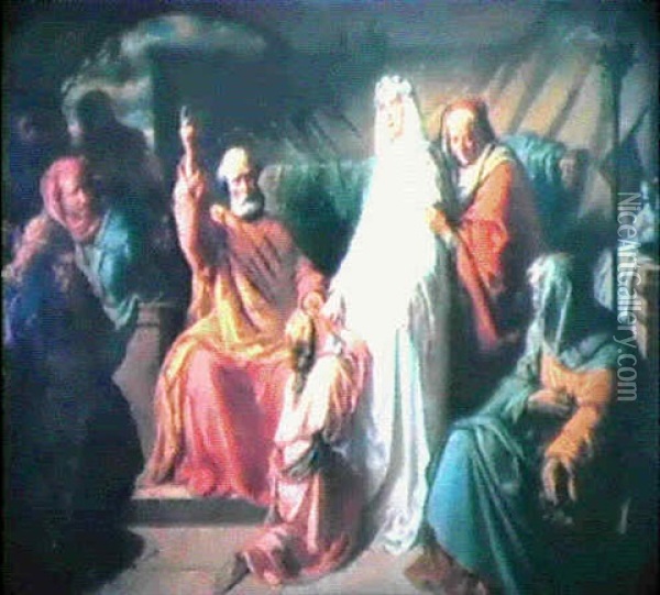 La Resurreccion De Dorcas Oil Painting - Francisco Lameyer Y Berenguer
