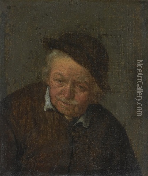 Portrait Of An Old Man, Bust Length Oil Painting - Adriaen Jansz van Ostade