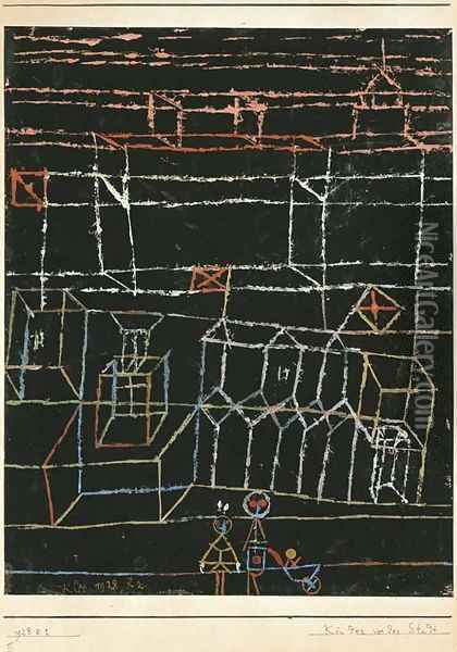 Kinder vor der Stadt Oil Painting - Paul Klee