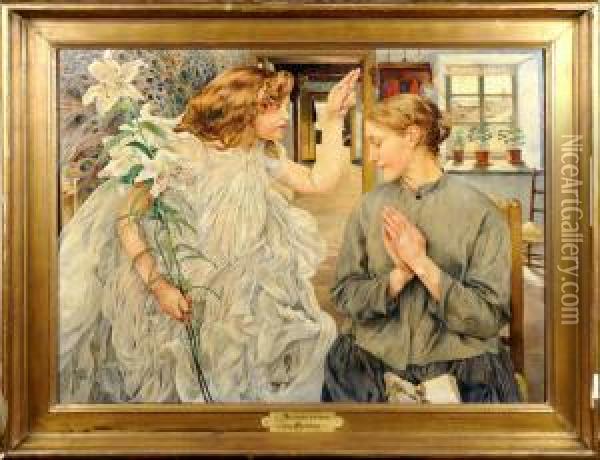 La Salutation Angelique Oil Painting - Leon Henri Marie Frederic