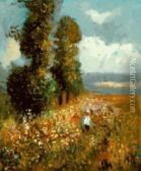Field With Poplars Oil Painting - Claude Oscar Monet