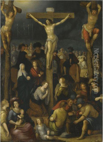 The Crucifixion Oil Painting - Louis de Caullery