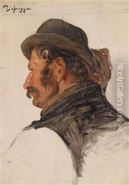 Mannerkopf Im Profil Oil Painting - Franz Von Defregger