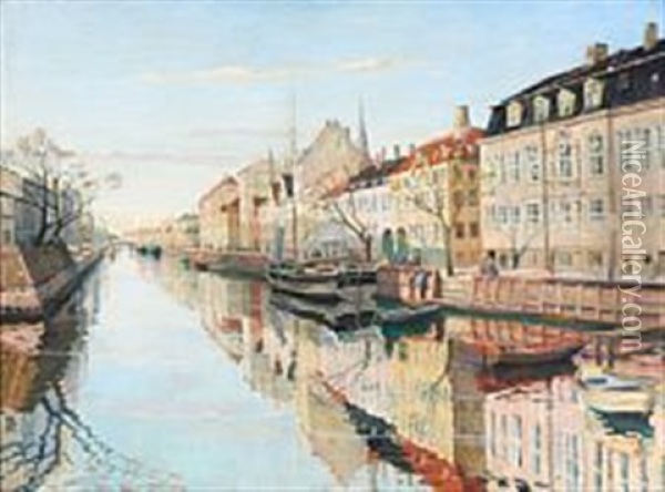 View From Christianshavn, Copenhagen Oil Painting - Johan Rohde