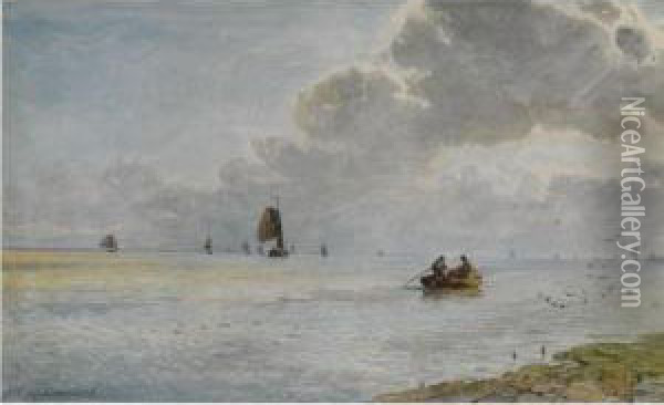 Shipping Off The Coast Oil Painting - W.A. van Deventer