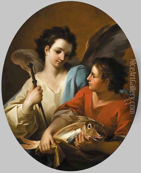 Tobias and the Angel c. 1740 Oil Painting - Corrado Giaquinto