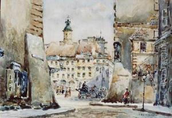 Stare Miasto W Warszawie Oil Painting - Jan Rembowski