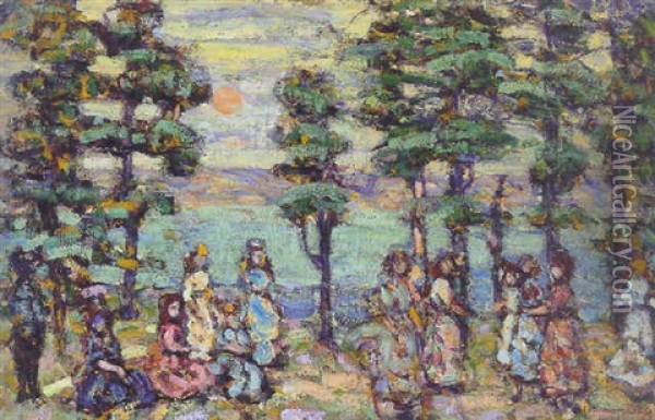 The Park At Sunset Oil Painting - Maurice Prendergast