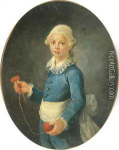 Enfant Au Bilboquet Oil Painting - Jacques - Fabien Gautier - Dagoty