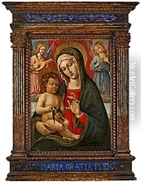 Madonnan Med Barnet Omgiven Av Anglar Oil Painting - Bernardino Fungai