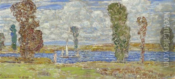 Sunny Day, Long Island Oil Painting - Childe Hassam