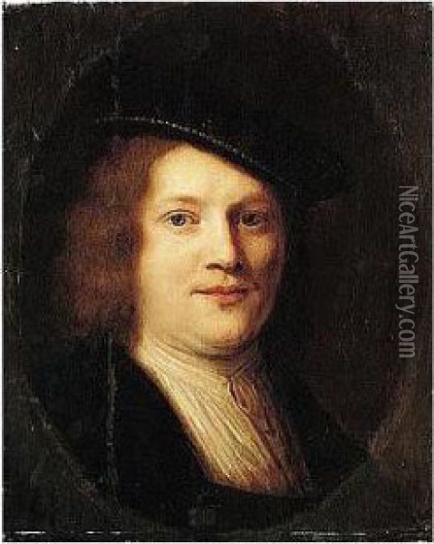 Portrait Of A Young Man, Possibly A Portrait Of The Artist Oil Painting - Pieter Harmensz Verelst