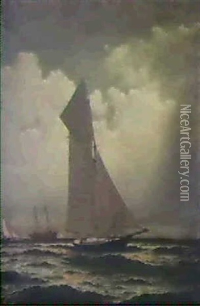 Portrait Of The Sloop 'gracie' Enrolled In The New York     Yacht Club Fleet 1880-1899,.... Oil Painting - William Bradford