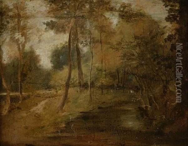 A River Bank Oil Painting - Lionel Constable