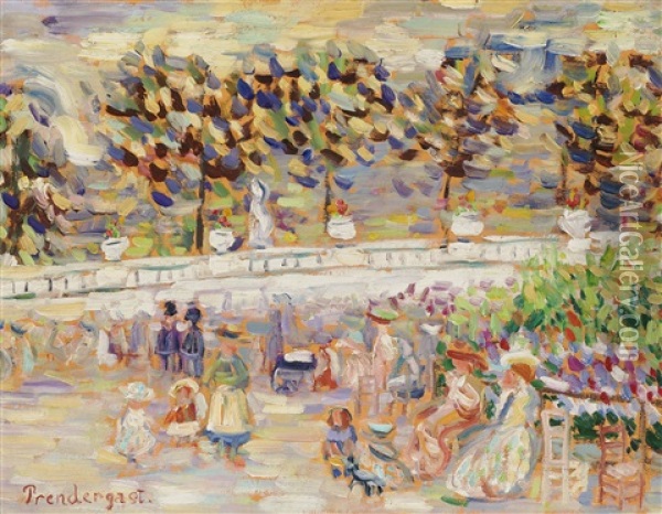 Sommer Im Park. Jardin Du Luxembourg In Paris Oil Painting - Maurice Prendergast