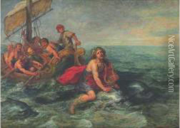 Arion Sauve Par Les Dauphins Oil Painting - Abraham Jansz. van Diepenbeeck