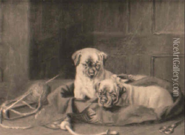 The Dog Basket Oil Painting - Horatio Henry Couldery