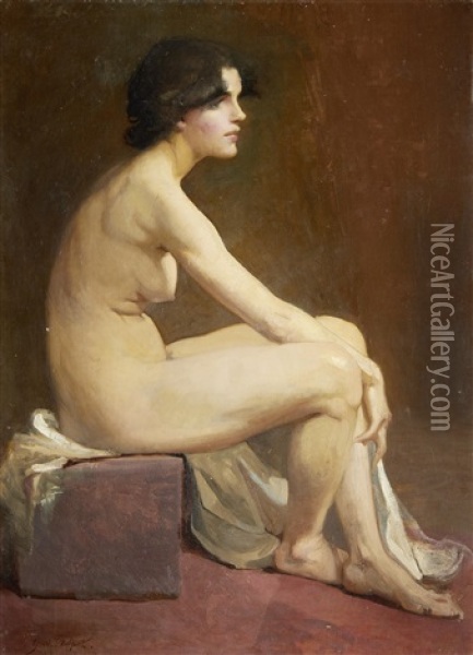 Portrait Of A Female Nude Oil Painting - Glyn Warren Philpot
