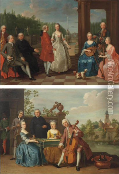A Portrait Of Jacques-jean Cremers And His Wife Oil Painting - Balthasar Beschey