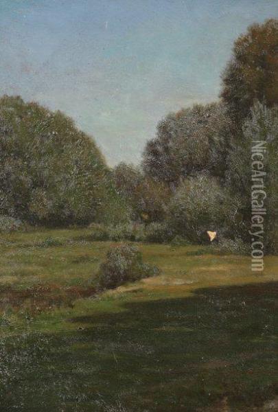 Paysage A Barbizon Oil Painting - Theophile Narcisse Chauvel