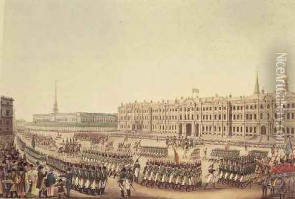 View of the Parade and Imperial Palace of St.Petersburg Oil Painting - Benjamin Patersson