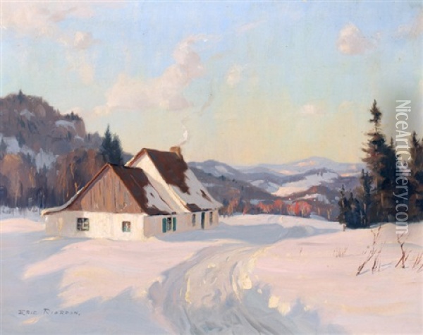 A Winter Afternoon, Laurentians Oil Painting - Eric Riordon