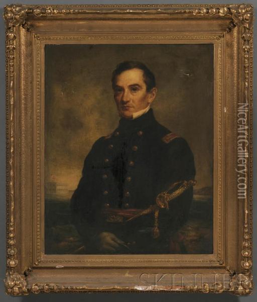 Portrait Of A Civil War Era Naval Officer. Oil Painting - Joseph Alexander Ames