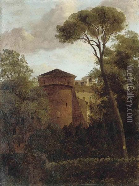 The Walls Of A Medieval Monastery Oil Painting - Pierre-Henri de Valenciennes