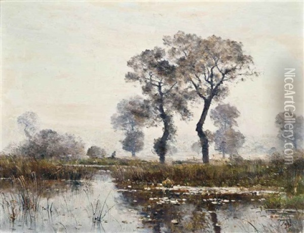 L'etang De Lapra En Septembre, St. Bonnet-les-oulles Oil Painting - Louis Aime Japy