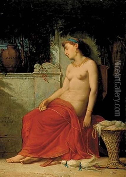 Omphale Sleeping Oil Painting - Jean-Baptiste (James) Bertrand
