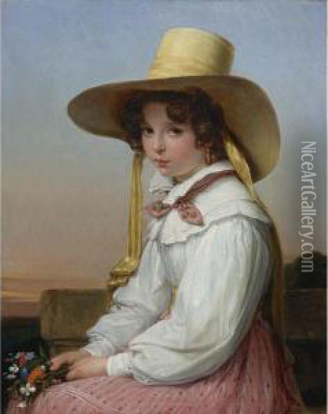 Portrait Of Nency Destouches Oil Painting - Auguste Jean Bapt. Vinchon