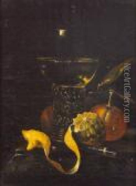 Natura Morta Con Calice, Limone E Arance Oil Painting - Cornelis De Heem