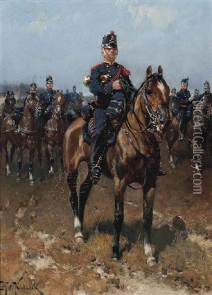 Dutch Field Artillery Oil Painting - Hermanus Willem Koekkoek