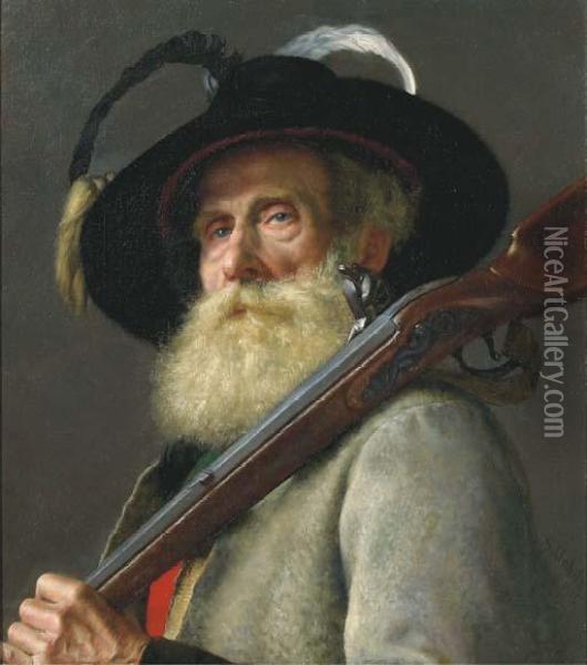 The Old Huntsman Oil Painting - Adolf Gustav Schlabitz